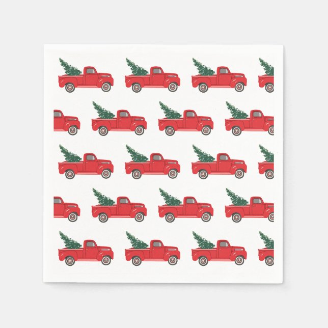 Guardanapo De Papel Caminhão Vermelho com pintura de árvore (Frente)