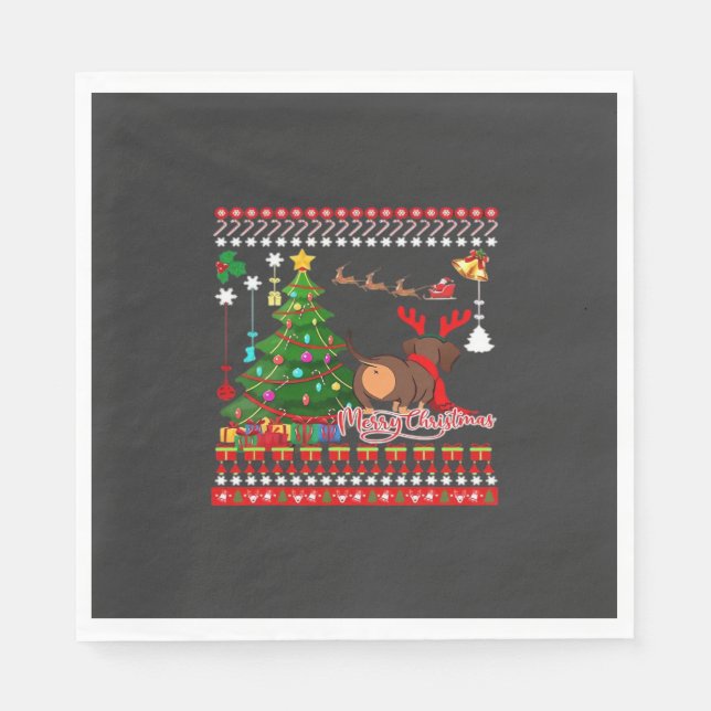 Guardanapo De Papel Camisa Clássica Feia de Natal com Bumbum de Cachor (Frente)