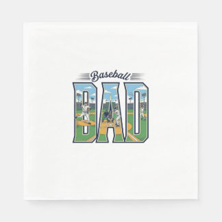 Guardanapo De Papel Camisa com Letra Gravada para Pai de Beisebol Vint