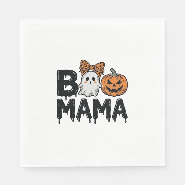 Guardanapo De Papel Camisa de Mãe Fantasma de Halloween Abóbora Design (Frente)