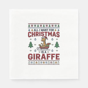 Guardanapo De Papel Camisa de Natal Girafa Trenó Festa Divertida Des