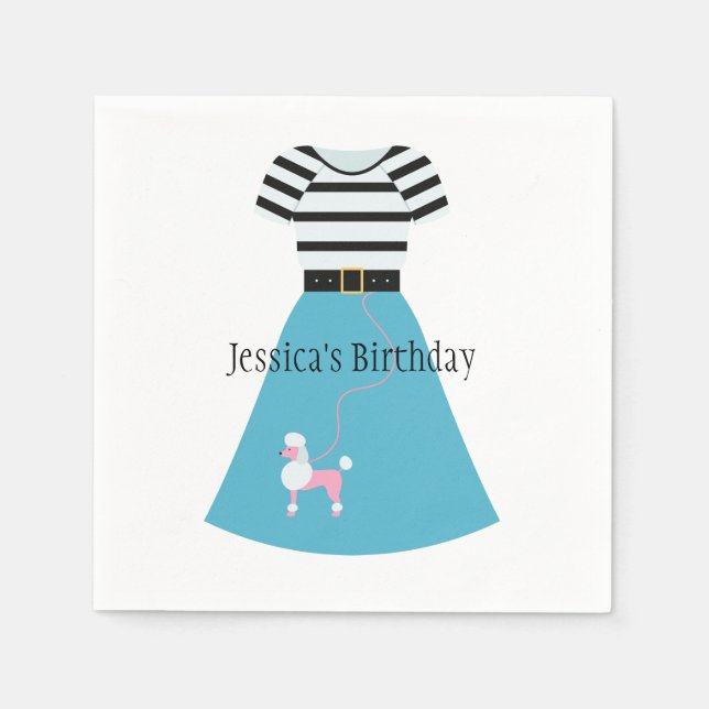 Guardanapo De Papel Camisa de Poodô Azul Retroativa (Frente)