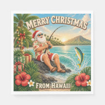 Camisa de Santa Pescando no Havaí Natal