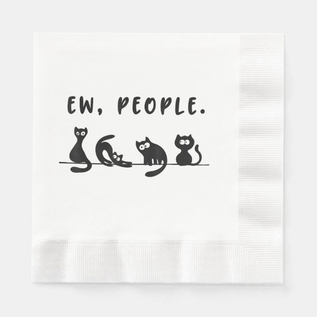 Guardanapo De Papel Camisa-gato-preto, mulheres engraçadas, novo gato- (Frente)