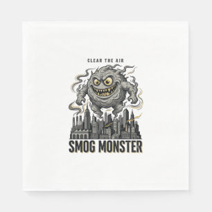 Guardanapo De Papel Camisa Monstro Smog Gravura Vintage Aviso Ecológic