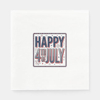 Guardanapo De Papel Camisa Patriótica Vintage Feliz 4 de Julho Design_