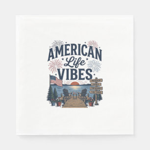 Guardanapo De Papel Camisa Vector do Lago Patriótico Vibes da Vida Ame