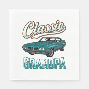 Guardanapo De Papel Camiseta Clássica do Vô com Carro Antigo Design_1
