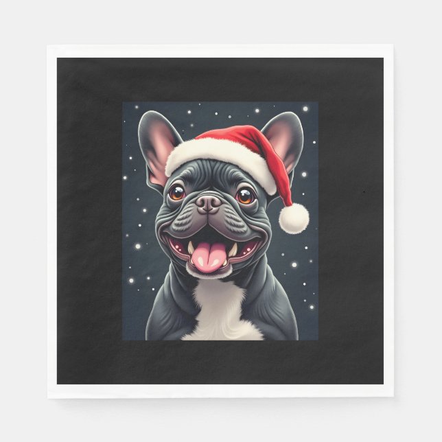 Guardanapo De Papel Camiseta de Natal de Bulldog Francês (Frente)