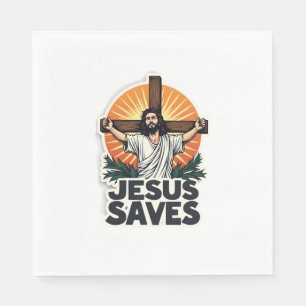 Guardanapo De Papel Camiseta Fé com Gravação Vintage Jesus Salva (1)
