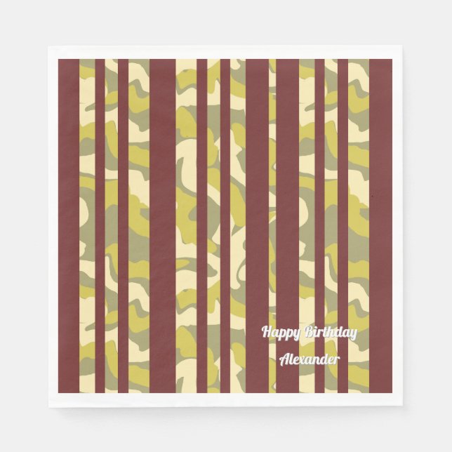 Guardanapo De Papel Camo Stripe Birthday Party  (Frente)