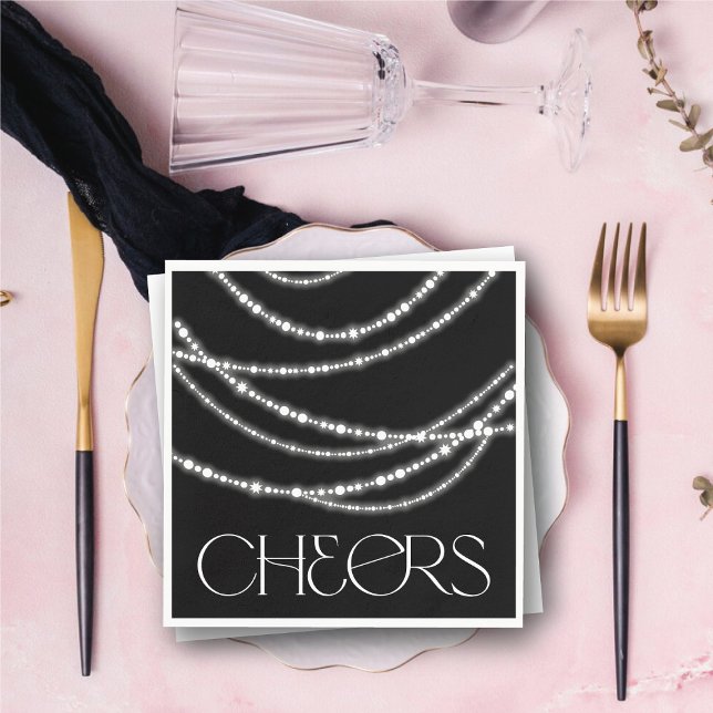 Guardanapo De Papel Campanha das Luzes Chic no Ano Novo (Cheers Sparkling Lights Chic New Year's Eve Party Paper Napkins @ fat_fa_tin)