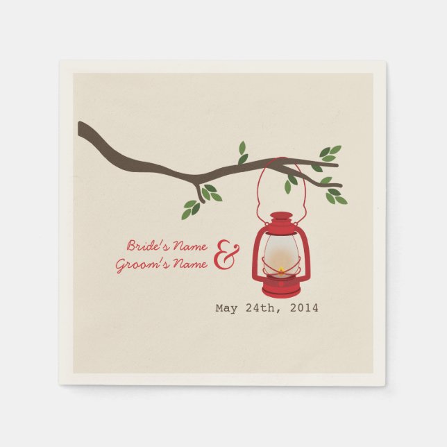 Guardanapo De Papel Campanha Lanterna + Casamento de Árvore Napkins (Frente)