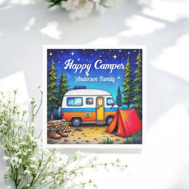 Guardanapo De Papel Camper Campervan Blue Watercolor (Criador carregado)