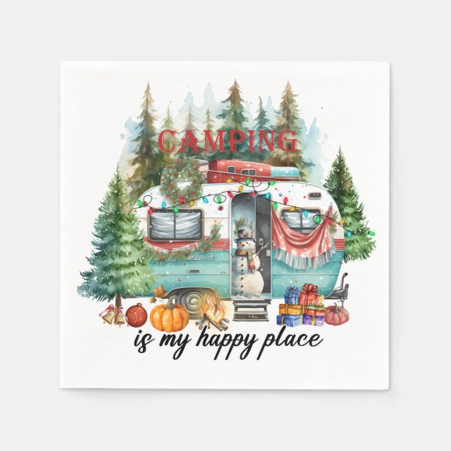 Guardanapo De Papel Camping Christmas temed for camper (Frente)