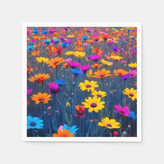 Guardanapo De Papel Campo Colorido De Flores (Frente)