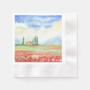 Guardanapo De Papel Campo de papoilas na Toscana