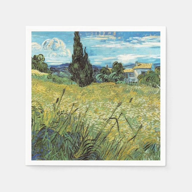 Guardanapo De Papel Campo de trigo verde Vincent van Gogh (Frente)