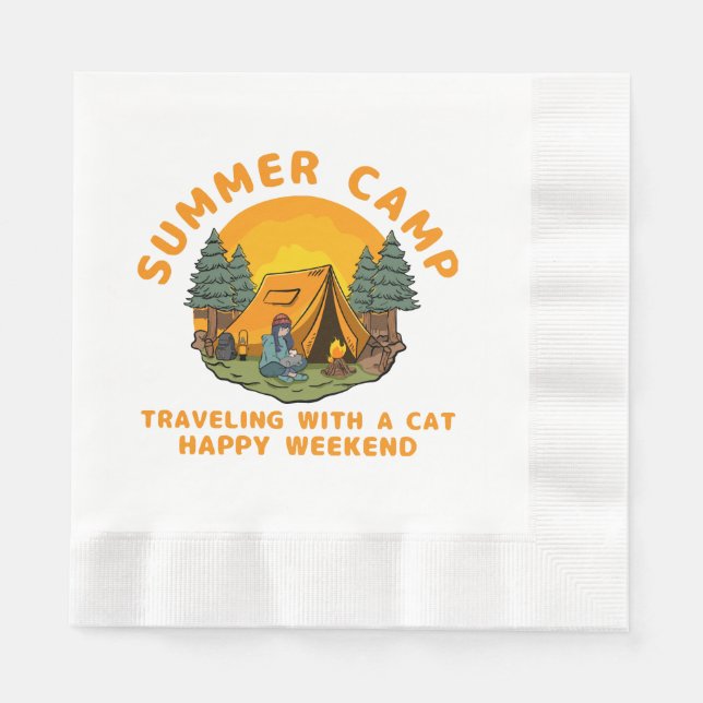 Guardanapo De Papel Campo de verão viajando com um gato (Frente)