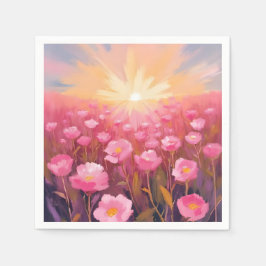Guardanapo De Papel Campo Floral de Flores Rosa Aquarela