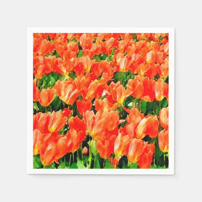 Guardanapo De Papel Campo laranja de tulipas (Frente)