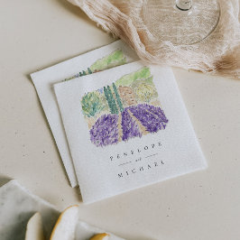 Guardanapo De Papel Campos de Lavanda de Aquarela Casamento Napkins