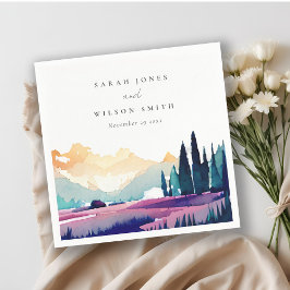 Guardanapo De Papel Campos de Lilás Paisagem País Montanhoso Casamento