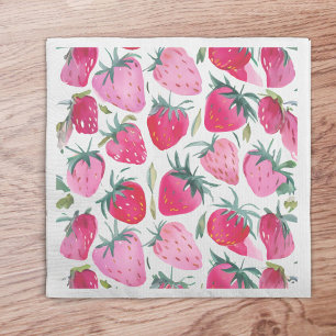 Guardanapo De Papel Campos de morango cor-de-rosa-piquenique