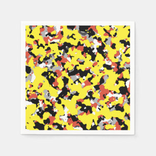 Guardanapo De Papel Camuflagem Amarela Vermelha Preta Cinza Festa Camo