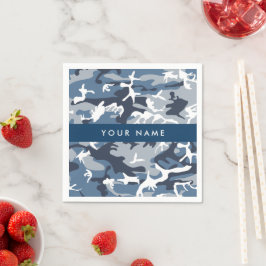 Guardanapo De Papel Camuflagem Azul de Neve Inverno Seu nome Personali