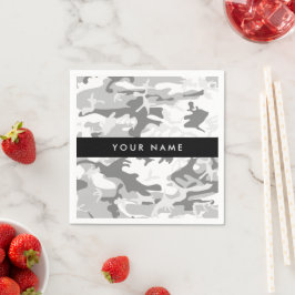Guardanapo De Papel Camuflagem Cinza Neve de Inverno Personalize seu n