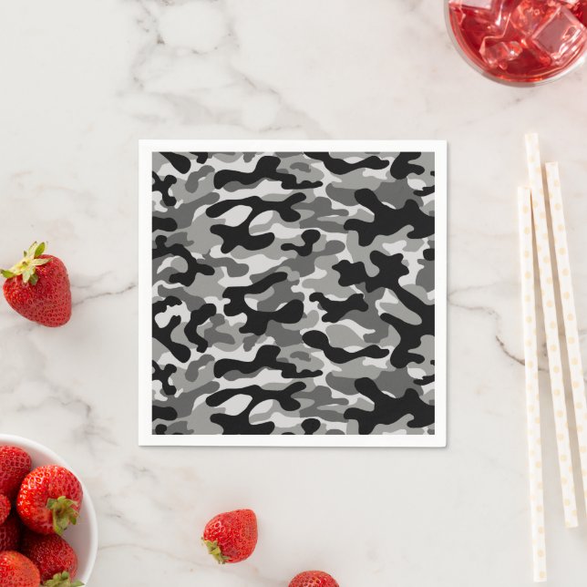 Guardanapo De Papel Camuflagem Preto Cinza e Branco (Insitu)