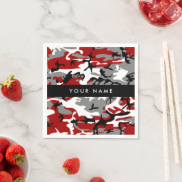 Guardanapo De Papel Camuflagem Vermelha e Cinza Seu nome Personaliza