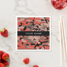 Guardanapo De Papel Camuflagem Vermelha e Marrom Personalize seu nome