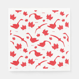 Guardanapo De Papel Canada Geese and Maple Leaves - canadense flag red