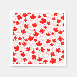 Guardanapo De Papel Canadá Maple Leaf Red White — Padrão Aleatório