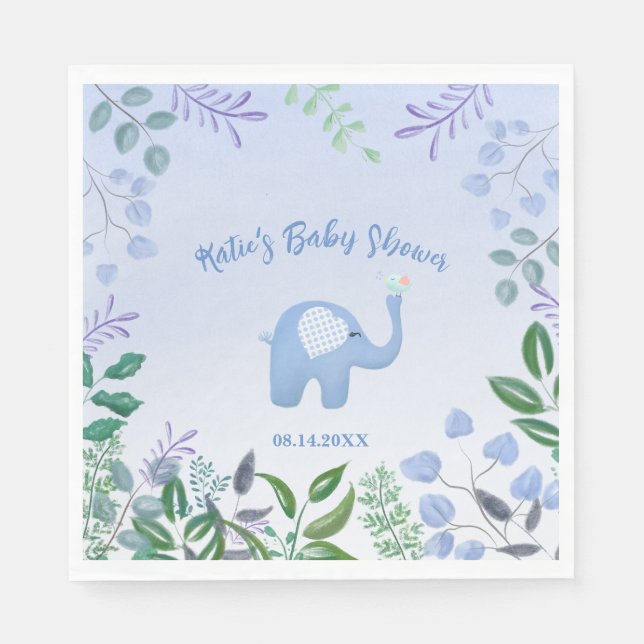 Guardanapo De Papel  Canção do Elefante Bebê Pássaro Chá de Bebê  (Frente)
