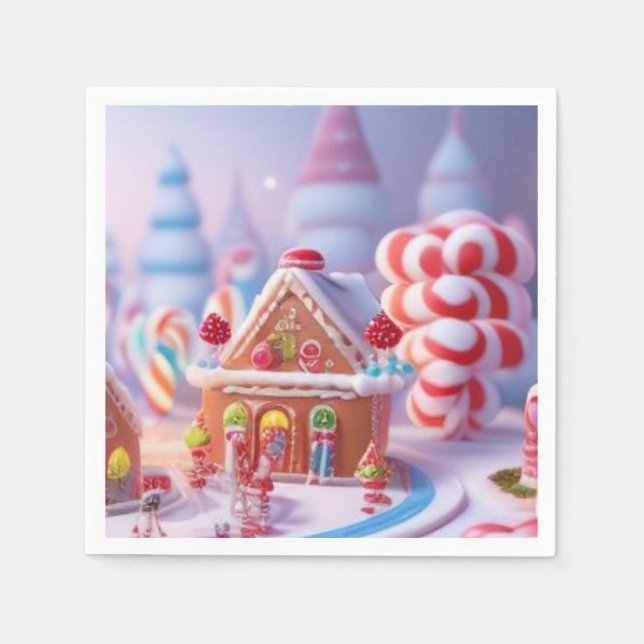 Guardanapo De Papel Candyland/Fantasy Town/Gingerbird/Paper Napkin (Frente)