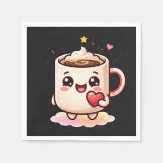 Guardanapo De Papel Caneca de Chocolate Quente Kawaii Fofa com Ilustra