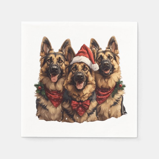 Guardanapo De Papel Caninos de German shepherd de Natal (Frente)