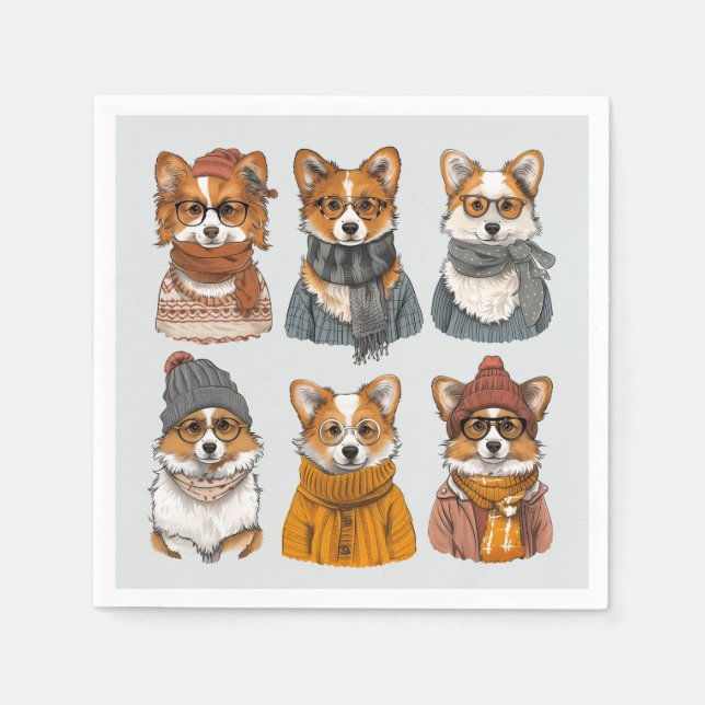 Guardanapo De Papel Caninos Motivos de Welsh Corgi (Frente)