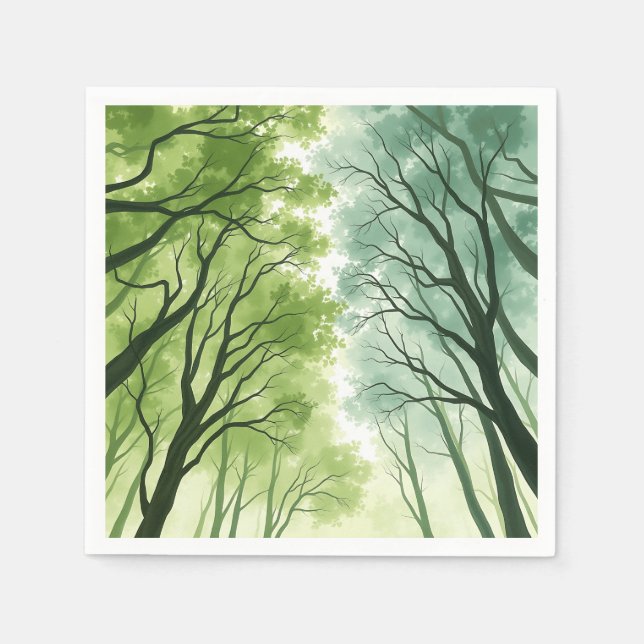 Guardanapo De Papel Canopia de Floresta de Aquarela (Frente)