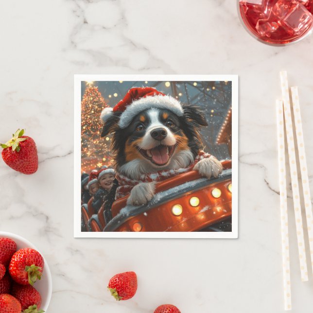 Guardanapo De Papel Cão Border Collie Montanha-russa Natal (Insitu)