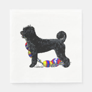 Guardanapo De Papel Cão de Água Português em Pé com Linha de Flutuação