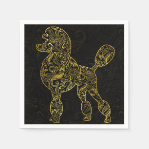 Guardanapo De Papel Cão de caniche no teste padrão Dourado de Paisle