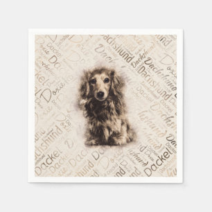 Guardanapo De Papel Cão de Dachshund de cabelos longos