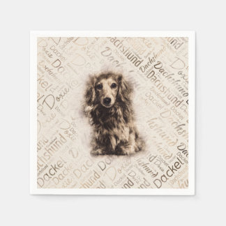 Guardanapo De Papel Cão de Dachshund de Cabelos longos