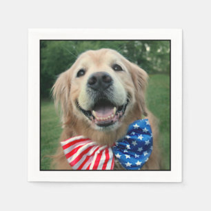 Guardanapo De Papel Cão do golden retriever no Dia da Independência
