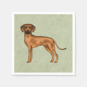 Guardanapo De Papel Cão Leão Cartoon Marrom Rhodesian Ridgeback Verde