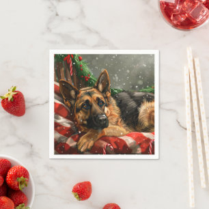 Guardanapo De Papel Cão Pastor Alemão Natal Festivo